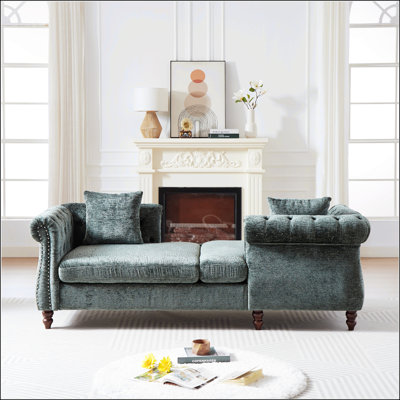 Chaise longue d'intérieur en chenille de 81 po avec coussins et motif Guesno