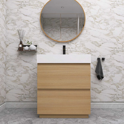 30'' Free standing Single Bathroom Vanity With Resin Vanity Top -  Ebern Designs, 783D1A0F454F4B508AB12C7144D3E572