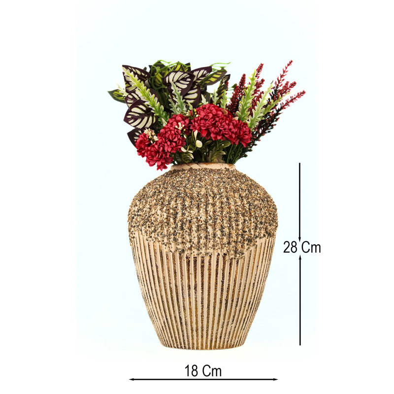 Burgess Hand-Painted Decorative Pot, Ecru, 7.1 in Diameter x 11.0 in Height | Premium Ceramic Body | Elegant Home Décor for Plants & Flowers, Perfect for Living Room, Office, and Garden Spaces