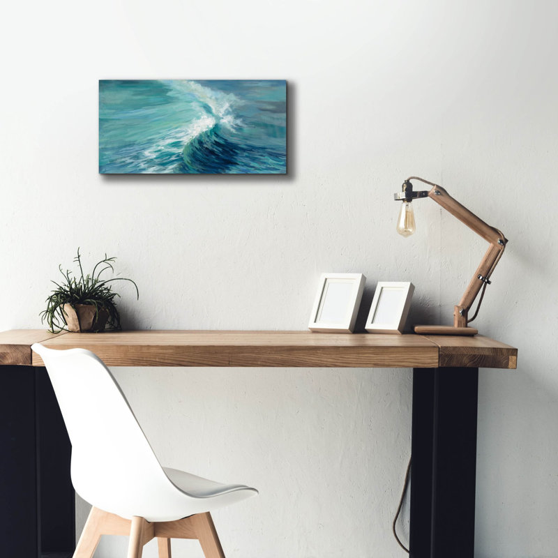 Toile épique Graffiti «Aquamarine Wave» par Silvia Vassileva, 24 po x 12 po