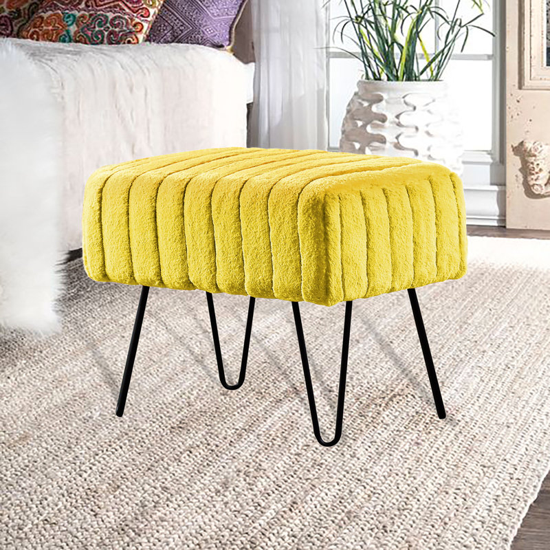 Repose-pieds standard rectangulaire de 19 po de largeur Defranco, Imitation fourrure curry citron