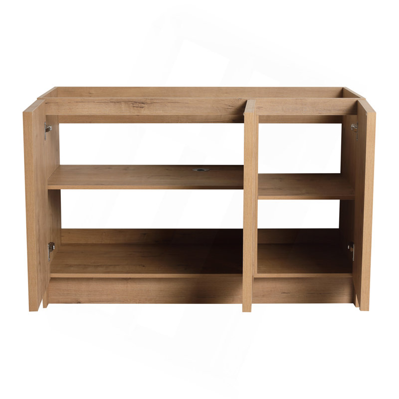 Meuble-lavabo autoportant de 122 cm (119 cm) avec 3 portes d'armoire à fermeture amortie, en contreplaqué (lavabo non inclus).