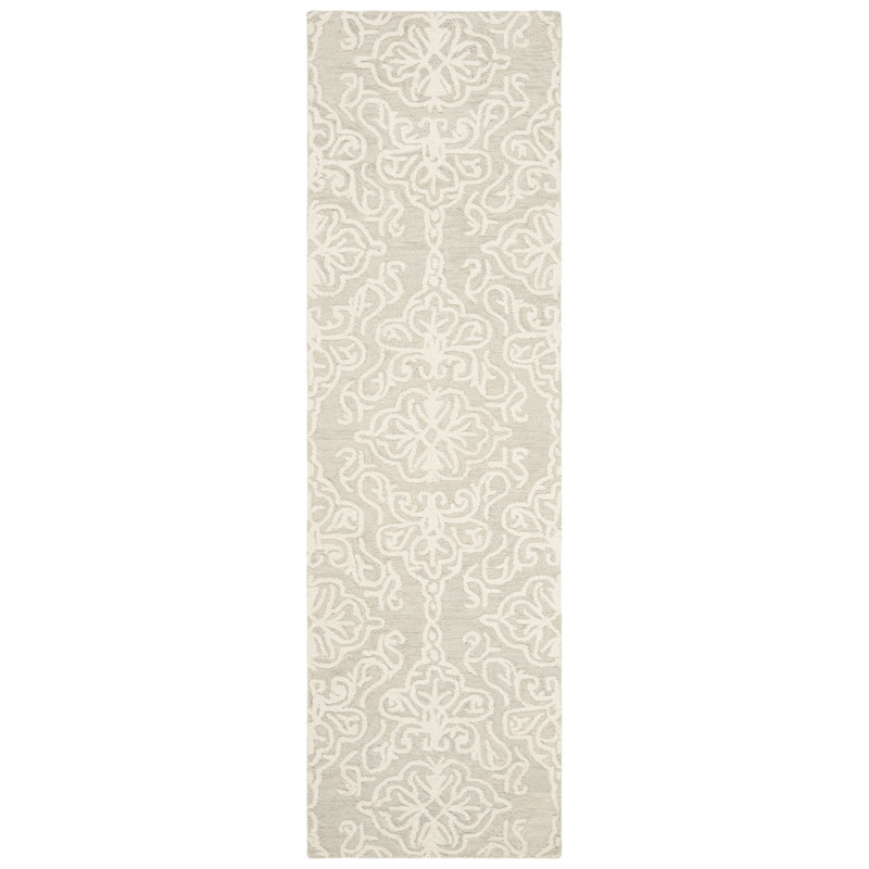 Davyan Hand Tufted Wool Damask Rug, Runner 2'3" x 16'
