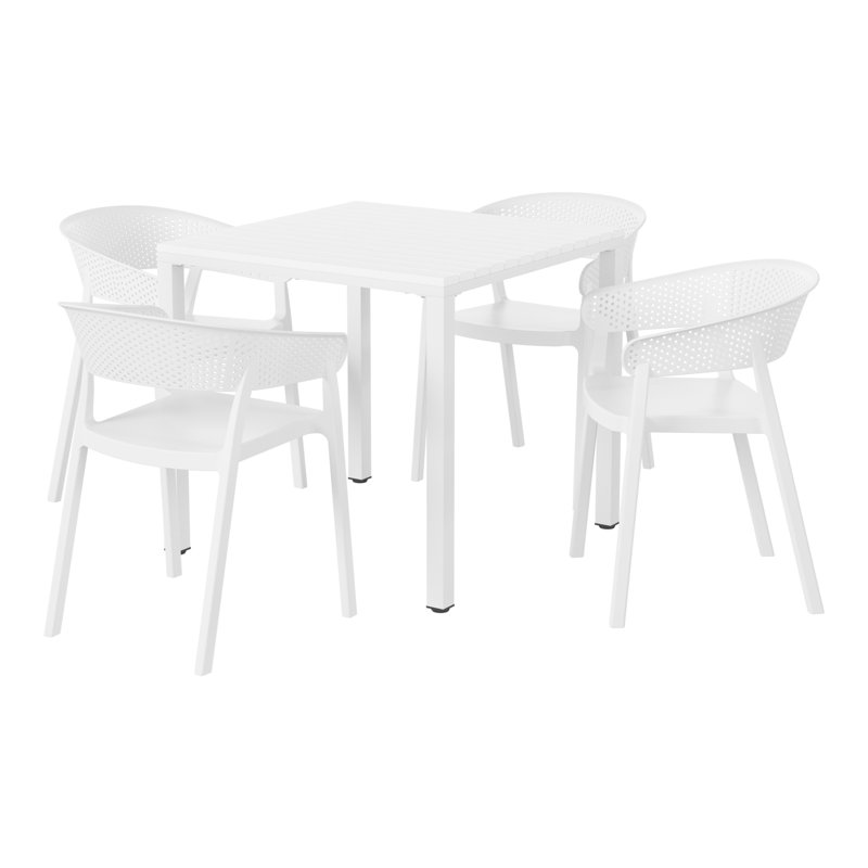 Ensemble repas carré pour 4 personnes, White