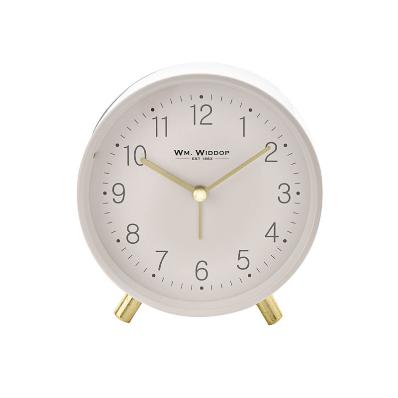 Analogue Metal Quartz Movement / Crystal Alarm Tabletop Clock, White