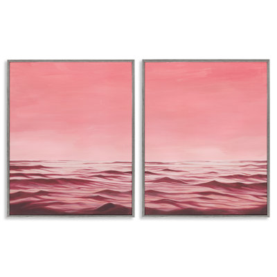 «Pink Calm Seascape», ensemble de 2 giclées encadrées par Grace Popp