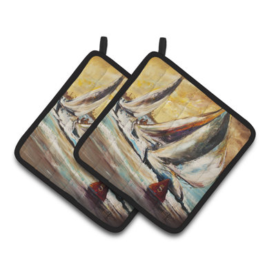 Caroline's Treasures Boat Race Polyester Potholder