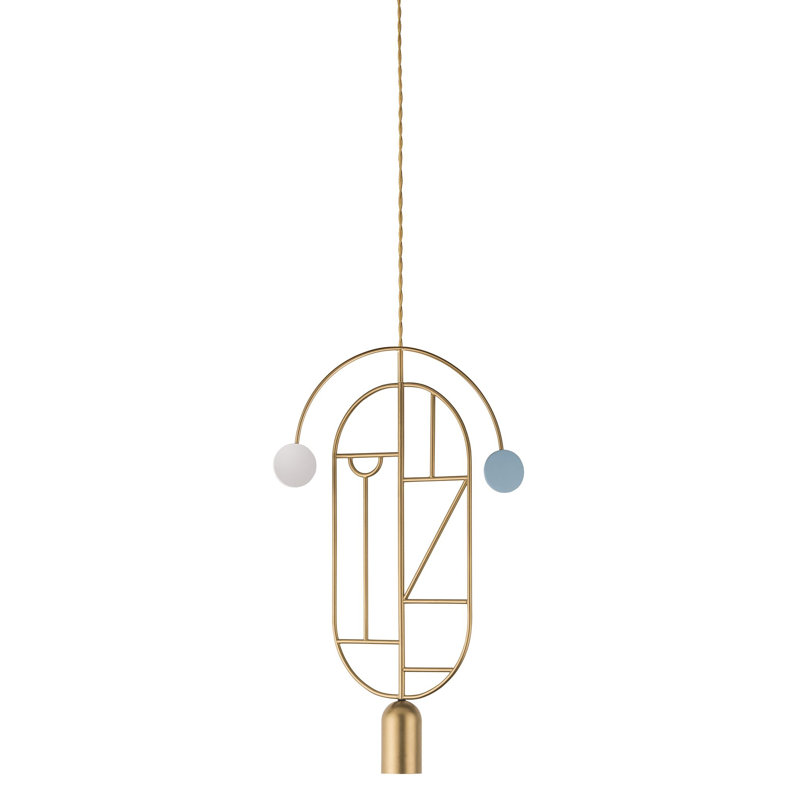 Wooden Dots 1 - Light Pendant, Brass, Blue/White