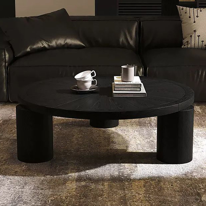 Table basse ronde légère et luxueuse, H 13,8 po x L 39,4 po x l 39,4 po, Noir, noir, noir, noir