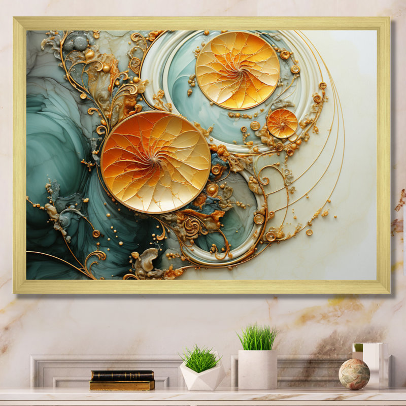 Organic Spiral - Abstract Spirals, impression d'art mural, H 30 po x l 40 po x P 1,5 po, Encadrement doré