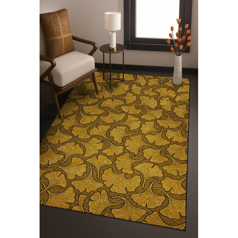 Tapis bleu tissé lavable rétro Mosso, 4'11" x 9'10"