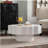 Scalloped White Coffee Table: Unique Wave-Edge Shape, Elegant Focal Piece for Stylish Spaces.-957171242