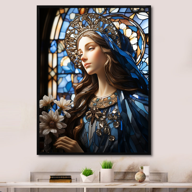 "La dévotion religieuse radieuse de Marie II", Cadre flottant noir, H 32 po x l 24 po x P 1 po