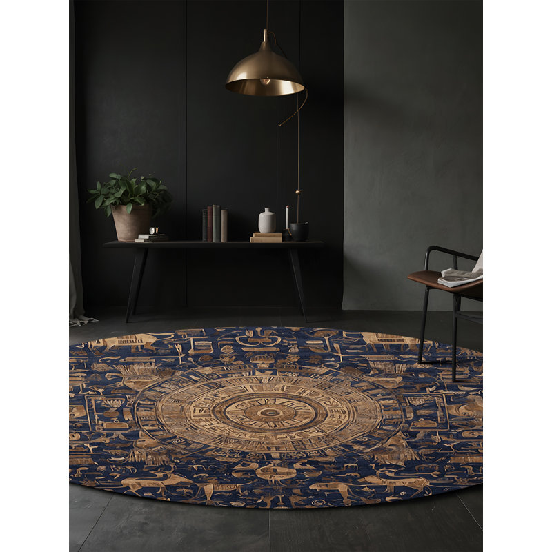 Tapis brun soyeux et moelleux, Rond 6 pi