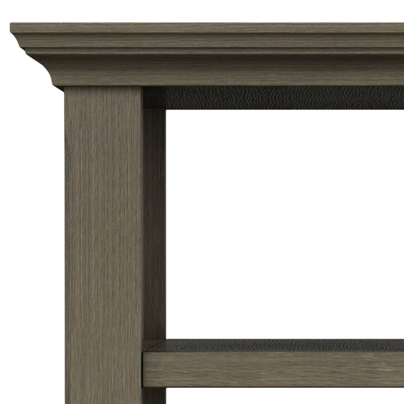 Farmhouse Gray Solid Wood Narrow Side Table with Shelves