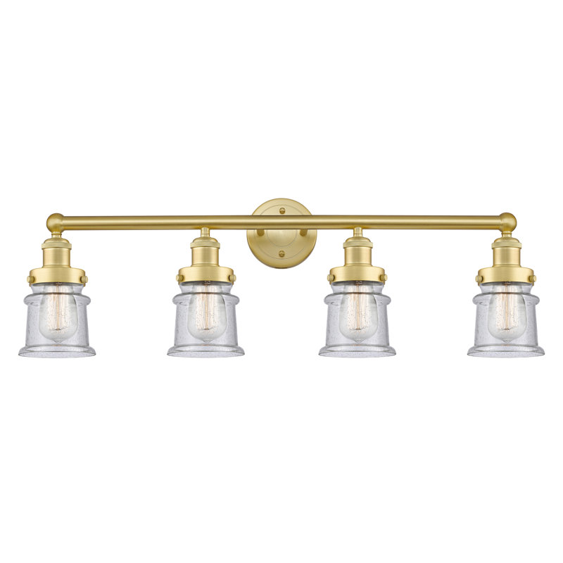 Petit luminaire pour salle de bain 4 lumières Cailen de la collection Edison, Granuleux, Or satiné