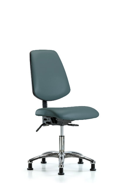 Chaise de travail en vinyle Rebecca, Roulettes, Bleu colonial, Inclus
