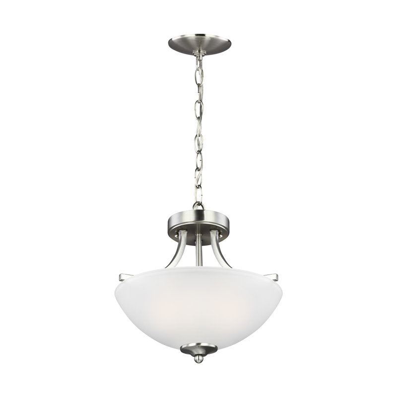 Luminaire suspendu convertible semi-encastré à deux lumières Geary de Génération Lighting par Visual Comfort, Nickel brossé