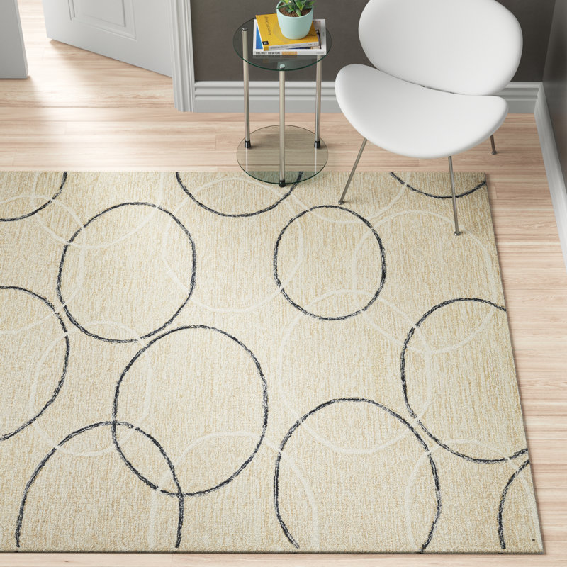 Tapis géométrique en laine crocheté à la main Gael, Rectangle 8 pi x 10 pi