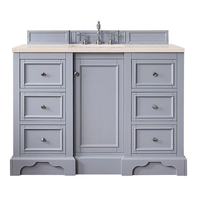 De Soto 48'' W Single Vanity, Bright White, Cala Blue Quartz, 8" Widespread