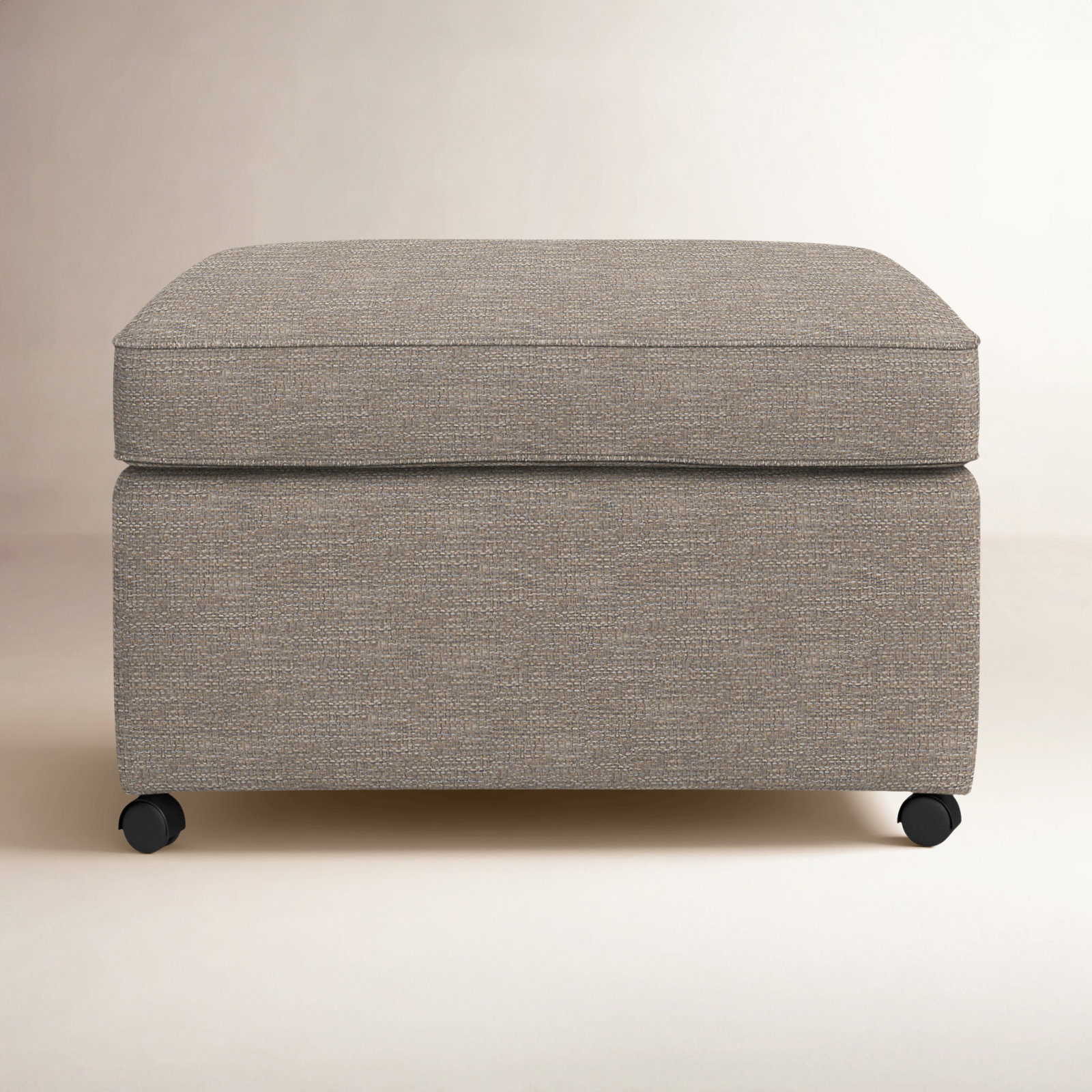 Rika Upholstered Ottoman, Drusky Linen Sustain® Basketweave