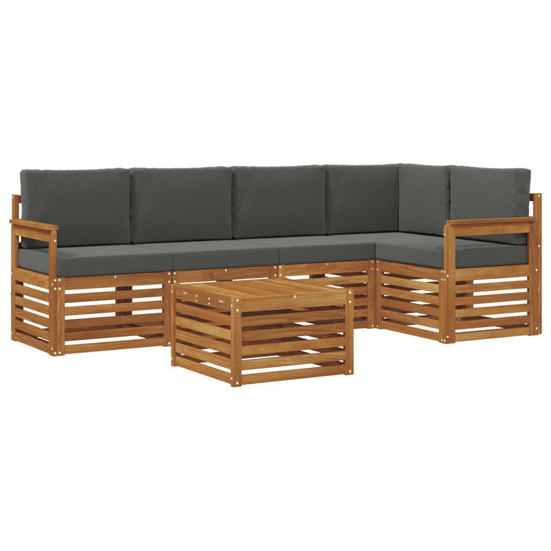  Ensemble de canapé 6 pièces en bois d'acacia naturel et anthracite massif