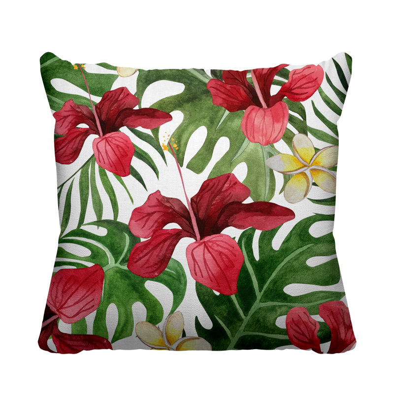 Housse de coussin d'extérieur carré Koi, Blanc,  15 po x 15 po 
