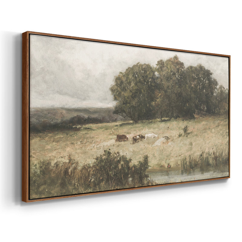 Série paysage - MCLII - Toile tendue avec châssis encadré - Prêt à être accroché, H 25 po x l 49 po, Noyer