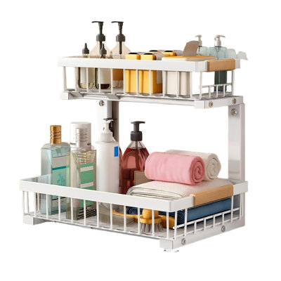 Under Sink Organizer, 2 Tier Under the Sink Storage, White, 2 Pack