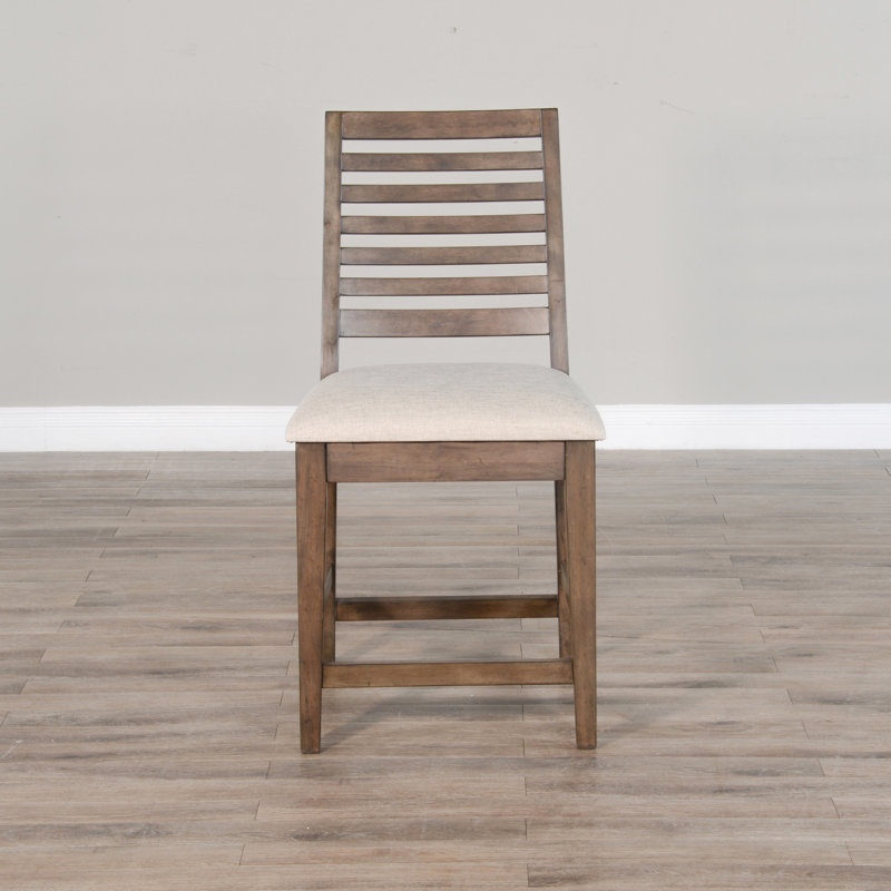 Upholstered Counter Stool with Solid Wood Frame