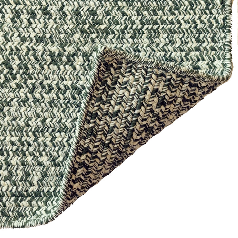 Tapis d'extérieur uni tressé Nautical Tweed, Green, Rectangle 1 pi 8 po x 2 pi 6 po