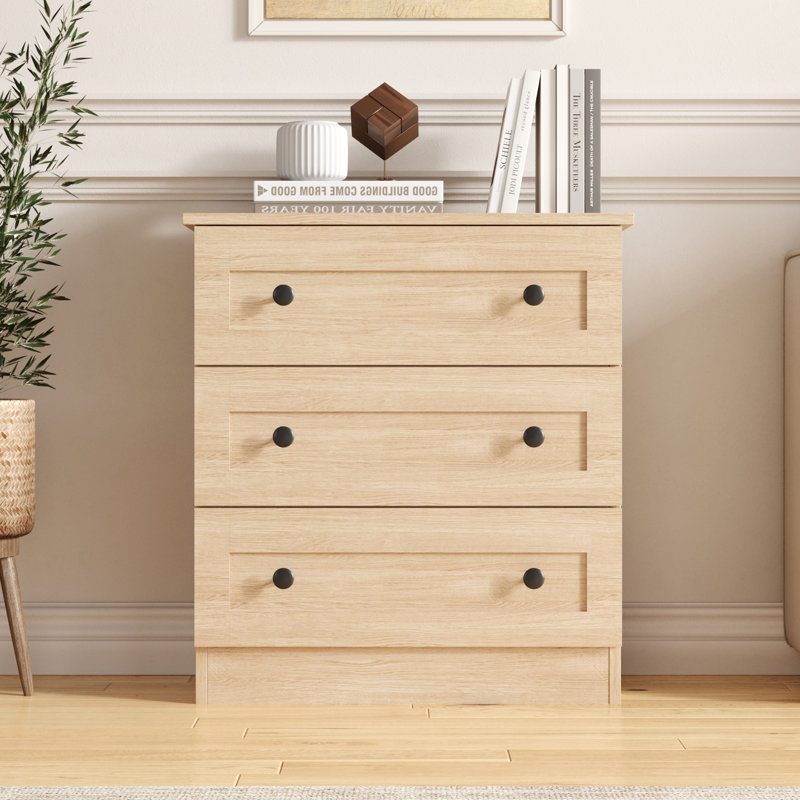 3 Drawer Dresser For Bedroom, Small Chests Of Drawers, Farmhouse Wood Nightstand Bedside Cabinet End Table, Modern Closet Storage Organizer For Bedroom, White