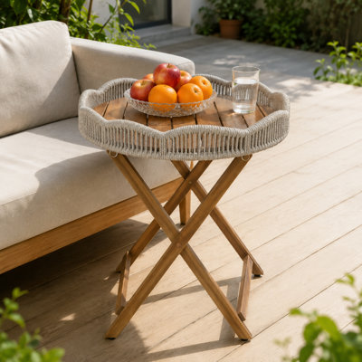 Petite table d'appoint d'extérieur en bois d'acacia pour terrasse Zenn