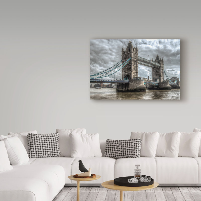 Large Gray and Blue Tower Bridge London Canvas Art