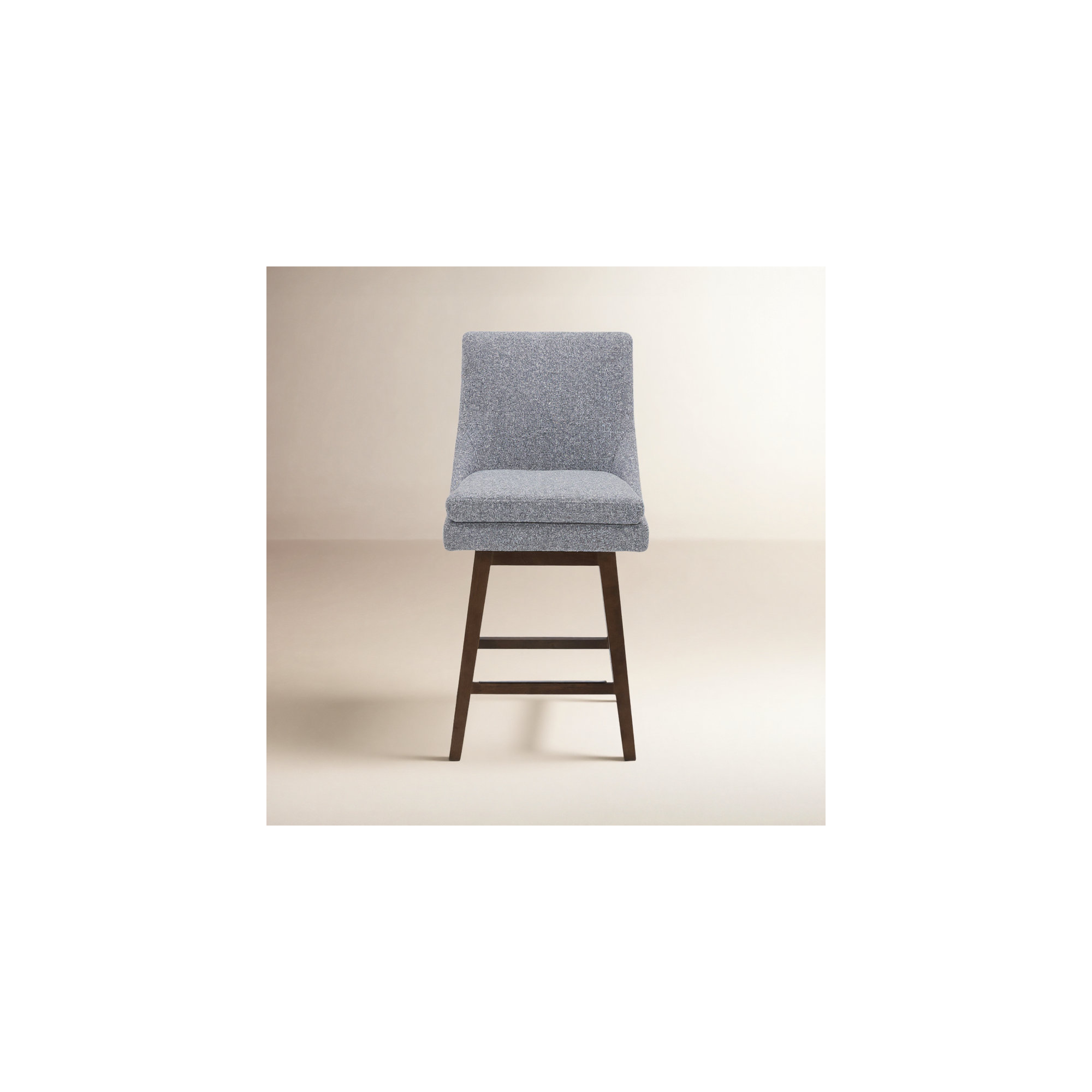 Zahara Upholstered Swivel Counter Stool, Nathan Gray Tweed/Walnut, Counter Stool (26” Seat Height)