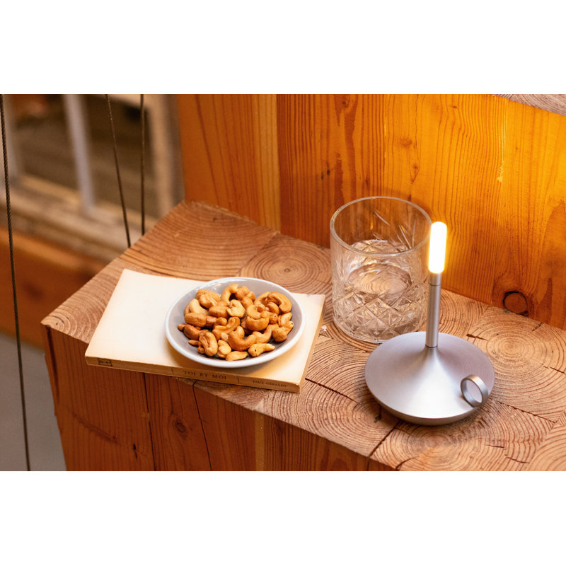Candle-Inspired Portable Rechargeable Lamp - Wick, 6.5" H x 4.7" W x 4.7" D, Aluminum