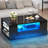 LED High-Gloss Finish Coffee Table With 2 Drawers Open Shelves Storage-22634226
