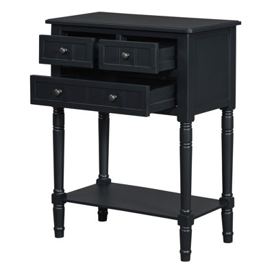 Narrow Console Table, Slim Sofa Table with Three Storage Drawers and Bottom Shelf