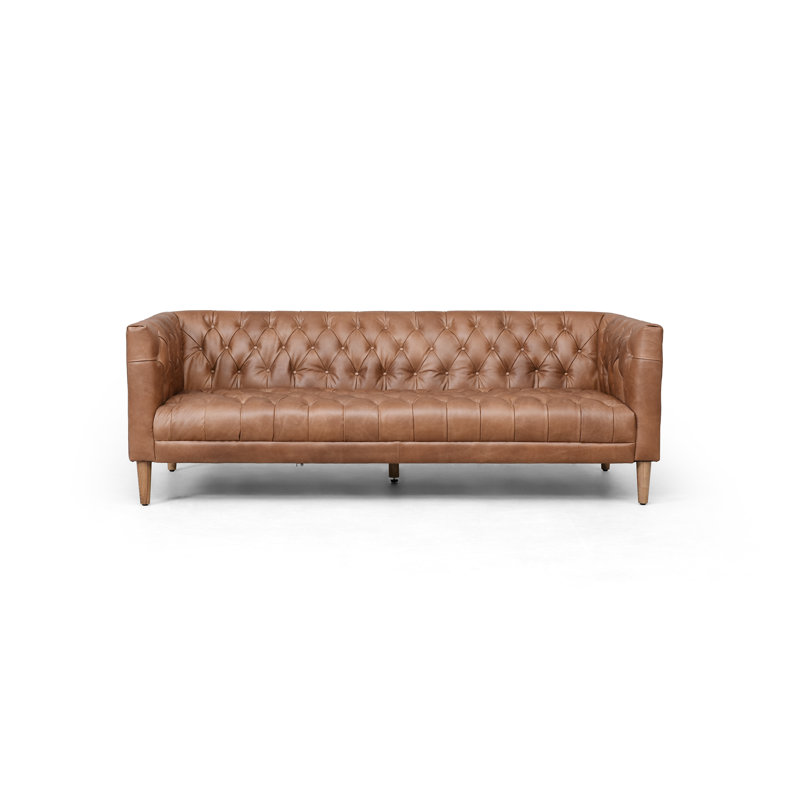 Williams Leather Sofa-75"-Nat Wash Camel, Brown Genuine Leather