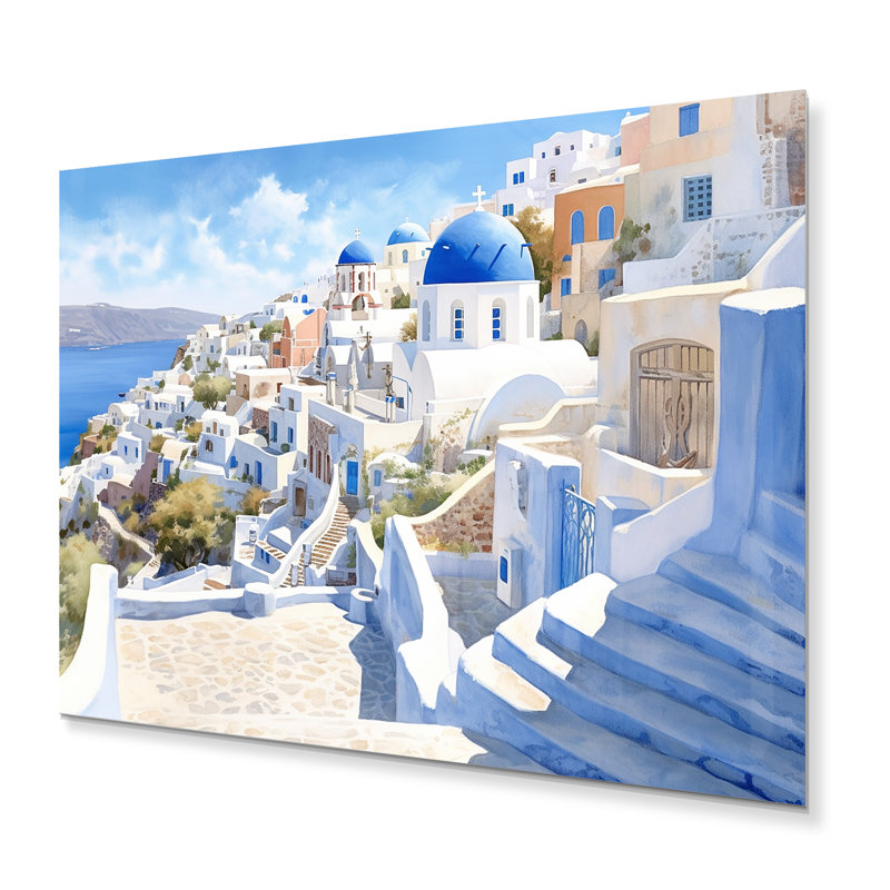 «Greek Santorini Odyssey II», reproduction sur toile sans cadre, H 12 po x l 20 po