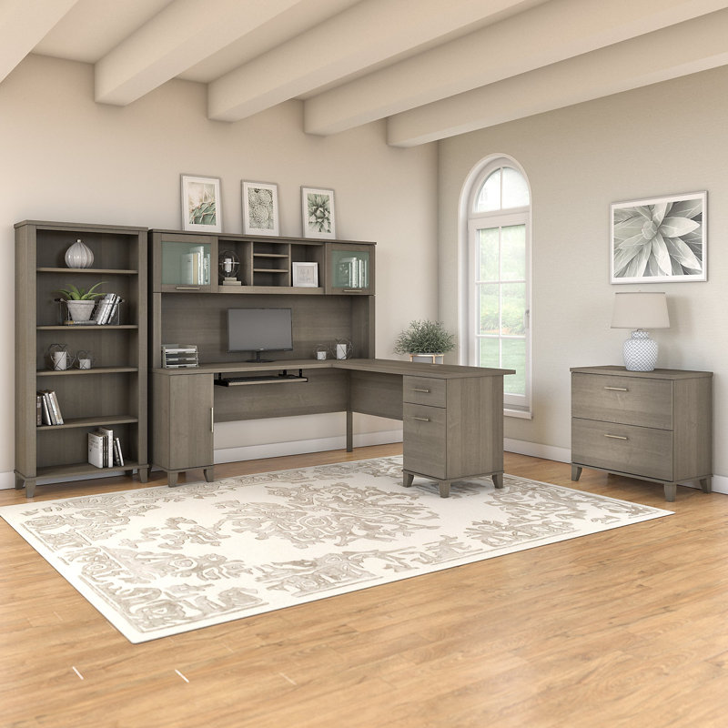Magomed 4 Piece Computer Desk Office Set, Ash Gray