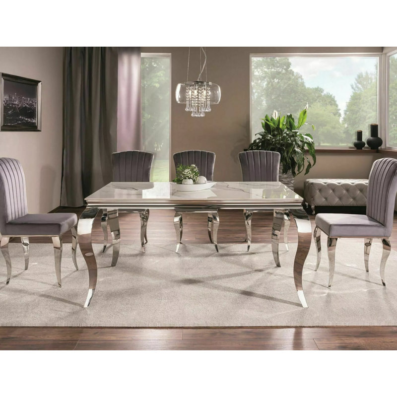 Ethan Dining Table, Silver, 75cmH x 180cmL x 90cmW