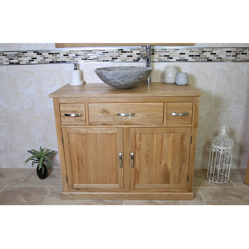 Sofia 1000 mm Freestanding Single Vanity with Vessel Stone Basin, Grey