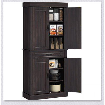 Garde-manger autoportant de 71 po avec 4 portes et 2 grandes armoires, armoire de rangement haute