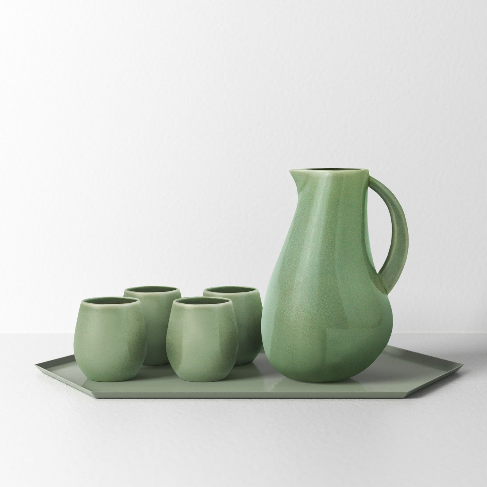 Borgen 5-Piece Goblet and Pitcher Set, Sage