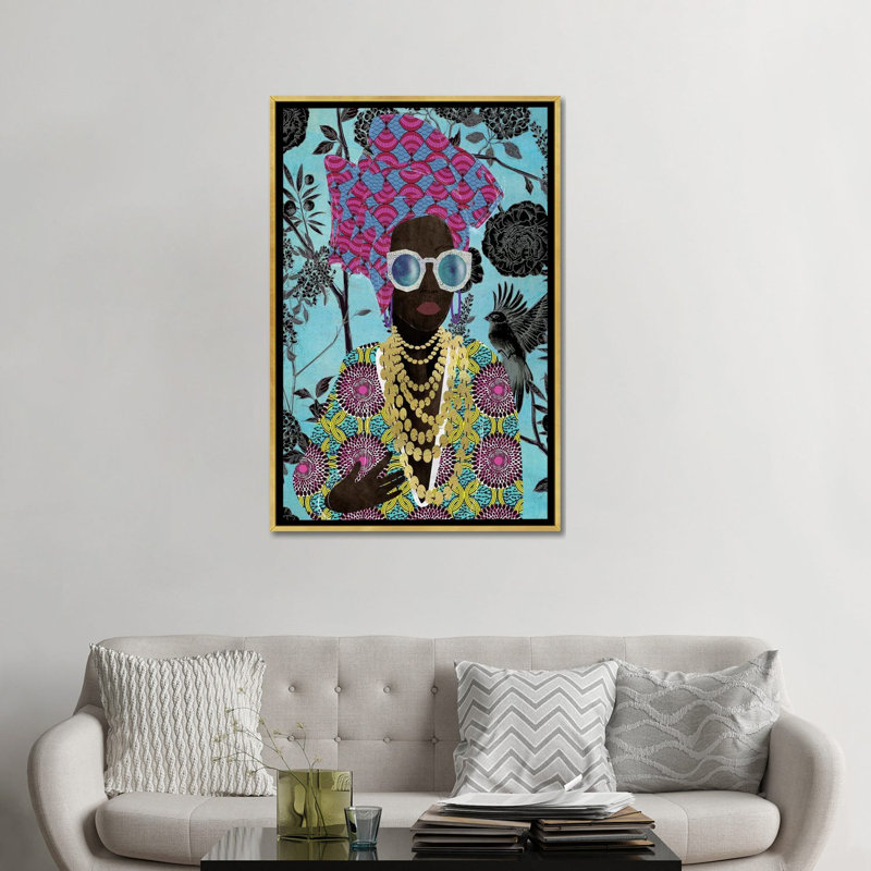 «Modern Turban Woman III» par Nikki Chu - reproduction, H 48 po x l 32 po x P 1,5 po, Encadrement doré