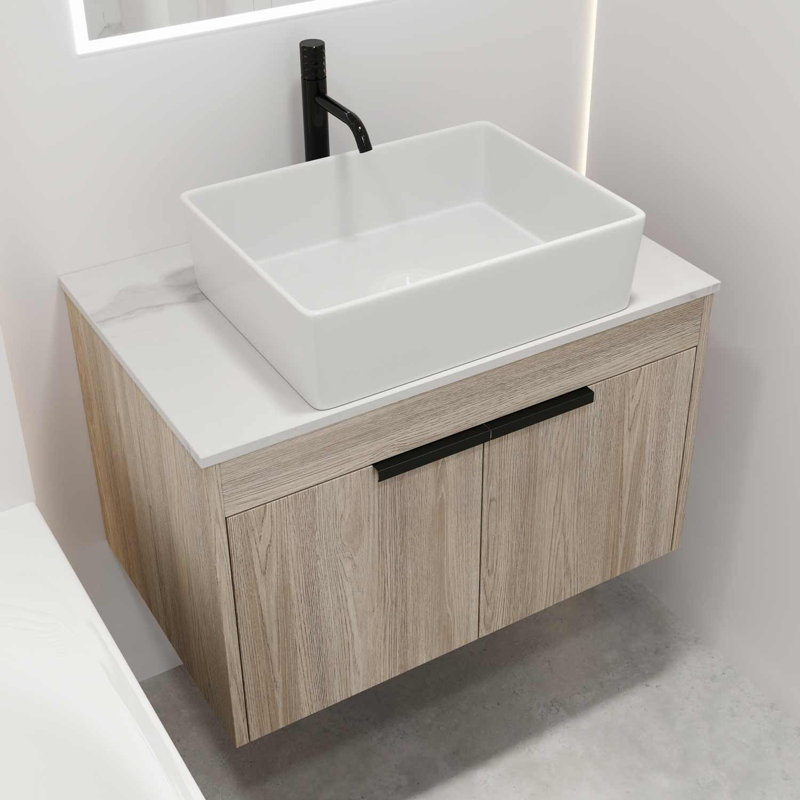 Ensemble de meuble-lavabo mural 30 po avec lavabo en céramique