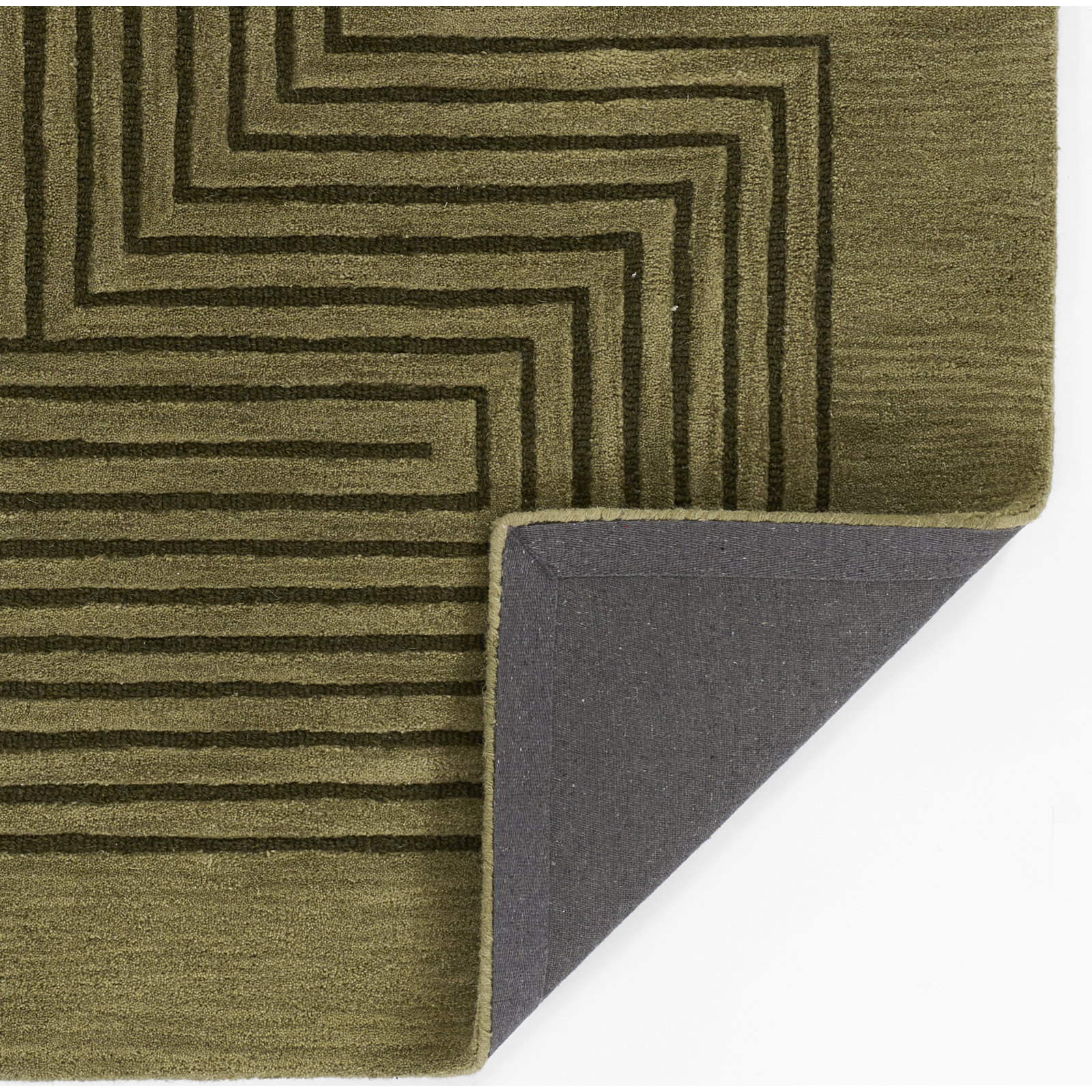Orlie Copper Hand-Tufted Geometric Wool Rug, Runner 2'6" x 8', Green