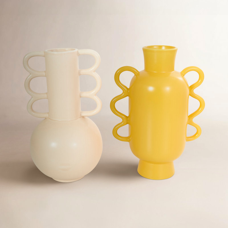 Edicott Dolomite Table Vase, Cream/Yellow