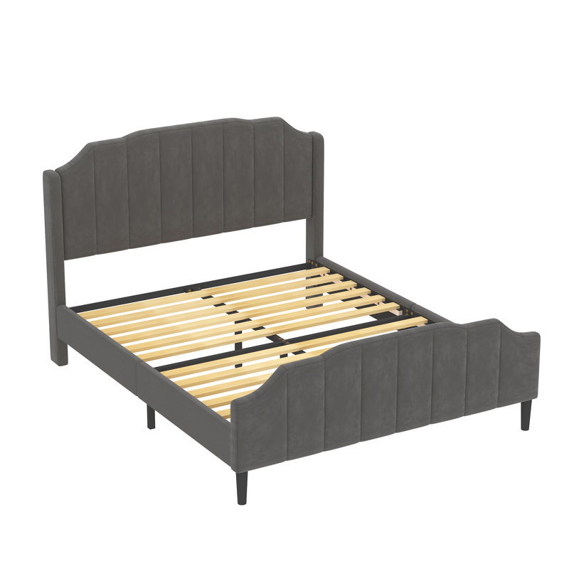 Bogley Upholstered Bed, European Double (140 x 200cm), Grey